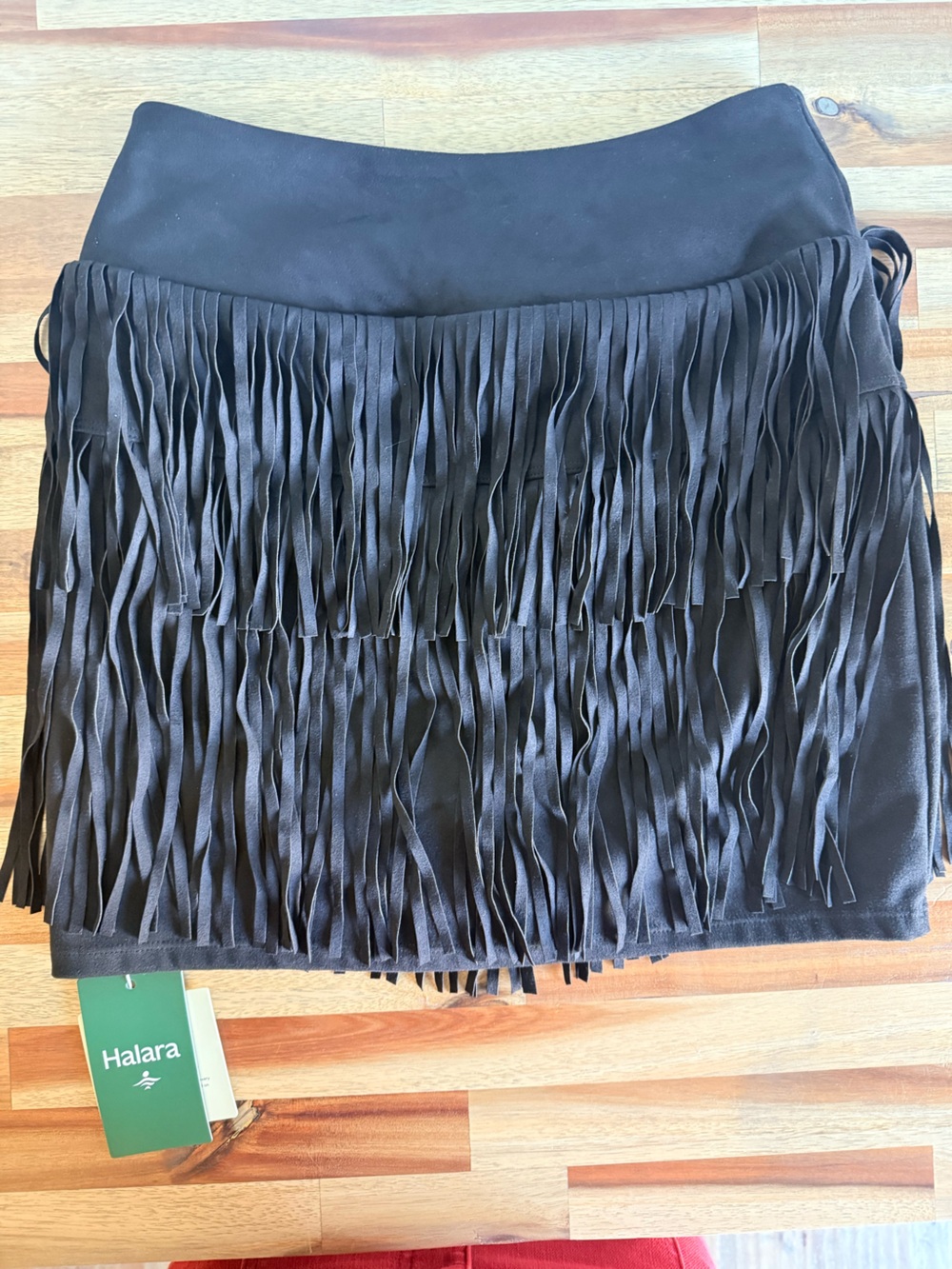 HALARA Black Fringe V-Waist Mini Skirt - Picture 3 of 3